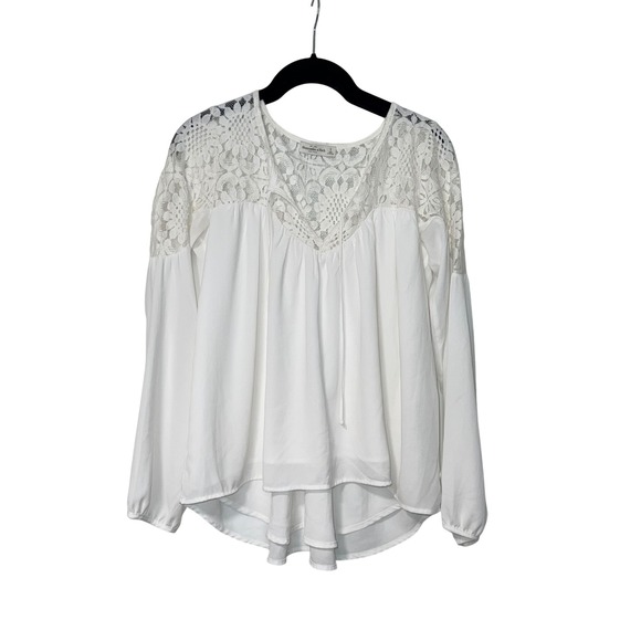 Abercrombie & Fitch Tops - Abercrombie & Fitch White Lace Yoke Boho Peasant Blouse Womens Size S